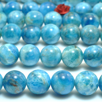 Natural Blue Apatite smooth round loose beads gemstone wholesale for jewelry making bracelet necklace diy