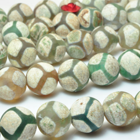 Tibetan Agate Dzi turtleback matte round beads wholesale loose gemstone for jewelry making DIY