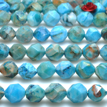 Blue Mexican Crazy Lace Agate star cut faceted nugget beads wholesale gemstone jewelry making bracelet necklace diy