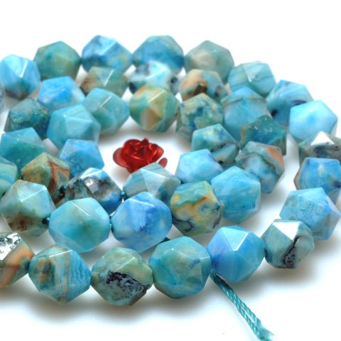 Blue Mexican Crazy Lace Agate star cut faceted nugget beads wholesale gemstone jewelry making bracelet necklace diy