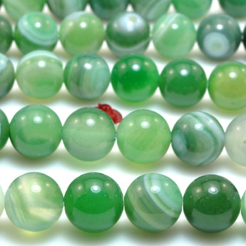 Green Banded Agate smooth round loose beads gemstone wholesale for jewelry making bracelet necklace diy