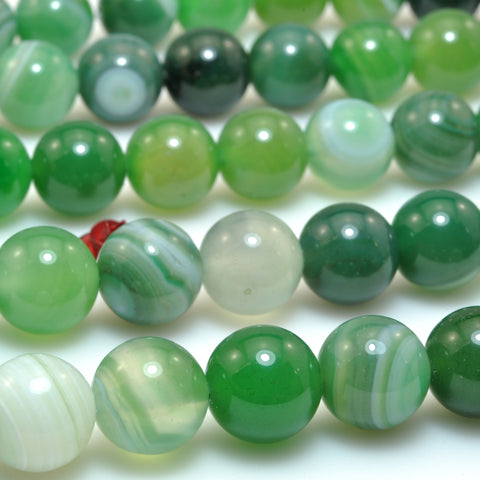 Green Banded Agate smooth round loose beads gemstone wholesale for jewelry making bracelet necklace diy