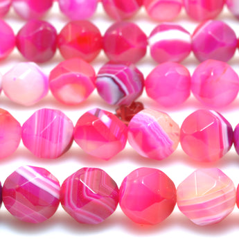 Rose Red Stripe Agate star cut faceted nugget beads banded agate stone loose gemstone wholesale jewelry making bracelet diy