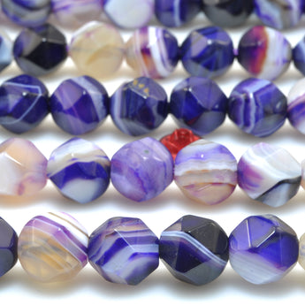 Purple Stripe Agate star cut faceted nugget beads banded agate stone loose gemstone wholesale jewelry making bracelet diy