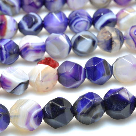 Purple Stripe Agate star cut faceted nugget beads banded agate stone loose gemstone wholesale jewelry making bracelet diy