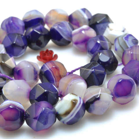 Purple Stripe Agate star cut faceted nugget beads banded agate stone loose gemstone wholesale jewelry making bracelet diy