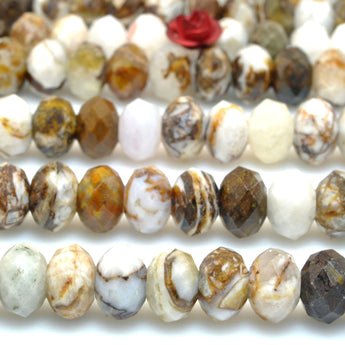 Natural Petrified Wood Jasper faceted rondelle beads wholesale loose gemstone for jewelry making bracelet DIY stuff
