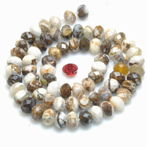 Natural Petrified Wood Jasper faceted rondelle beads wholesale loose gemstone for jewelry making bracelet DIY stuff