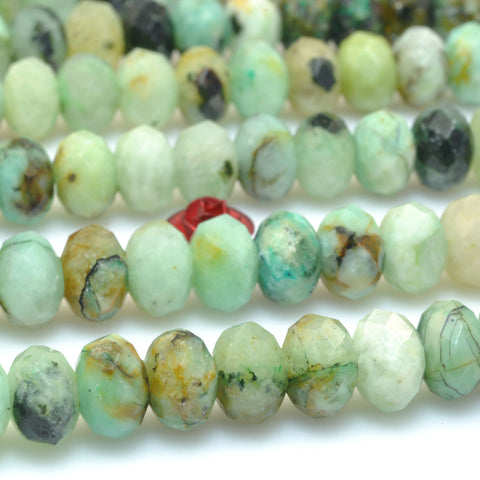 Natural Green Chrysocolla Faceted rondelle beads loose gemstone wholesale for jewelry making bracelet necklace DIY