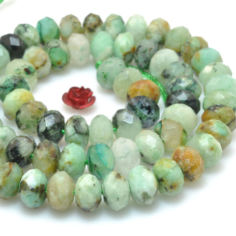 Natural Green Chrysocolla Faceted rondelle beads loose gemstone wholesale for jewelry making bracelet necklace DIY