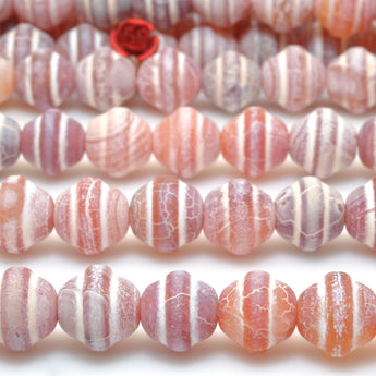 Red crackle agate fire matte drum beads wholesale gemstone loose stone jewelry making bracelet diy