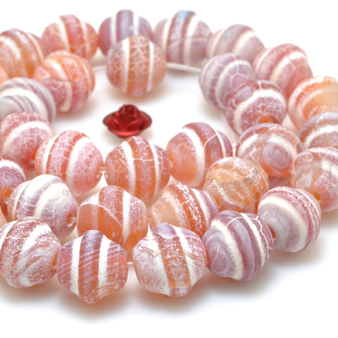 Red crackle agate fire matte drum beads wholesale gemstone loose stone jewelry making bracelet diy