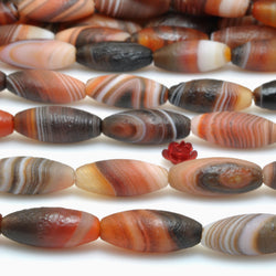 Rainbow Banded Agate matte rice  beads  stripe agate stone wholesale gemstone for jewelry making supplies