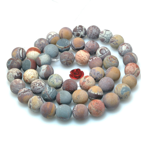 Natural Sonora Jasper Dendritic Rhyolite matte round loose beads wholesale gemstone for jewelry making bracelet necklace DIY