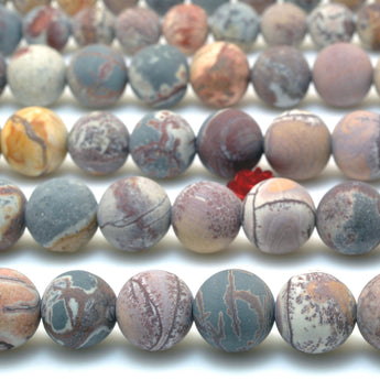 Natural Sonora Jasper Dendritic Rhyolite matte round loose beads wholesale gemstone for jewelry making bracelet necklace DIY