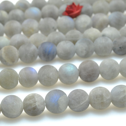 Natural Labradorite matte round beads wholesale loose gemstone gray semi precious stone for jewelry making bracelet DIY