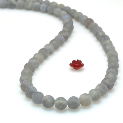 Natural Labradorite matte round beads wholesale loose gemstone gray semi precious stone for jewelry making bracelet DIY
