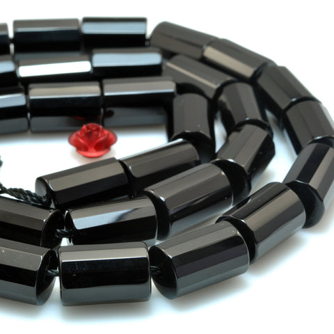 Black onyx faceted Tube Cylinder beads wholesale loose gemstone for jewelry making bracelet necklace diy stuff