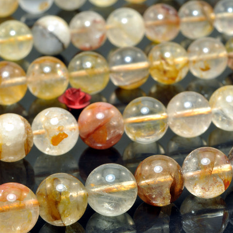 Natural Golden Red Hematoid Quartz Smooth Round Loose Beads Wholesale Gemstone for Jewelry Making Diy Bracelets Necklace