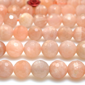 Natural Sunstone faceted round loose beads wholesale gemstone for jewelry making bracelet necklace diy