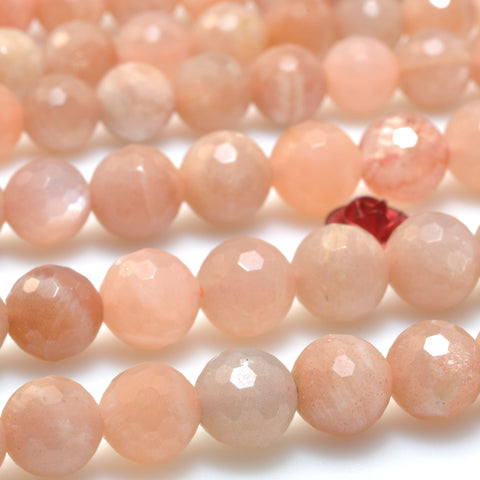 Natural Sunstone faceted round loose beads wholesale gemstone for jewelry making bracelet necklace diy