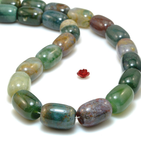 Natural Indian Agate smooth barrel drum beads wholesale gemstone loose stone for jewelry making