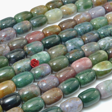 Natural Indian Agate smooth barrel drum beads wholesale gemstone loose stone for jewelry making