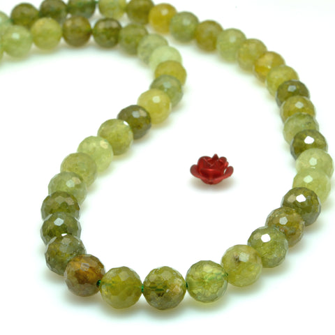 Natural Green Garnet faceted round beads wholesale gemstones loose stone for jewelry making bracelet necklace DIY