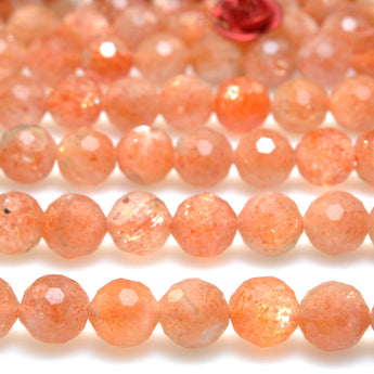 Natural Golden Sunstone faceted round beads loose gemstone wholesale stone for jewelry making diy bracelet necklace