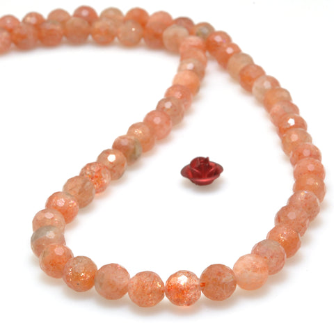 Natural Golden Sunstone faceted round beads loose gemstone wholesale stone for jewelry making diy bracelet necklace