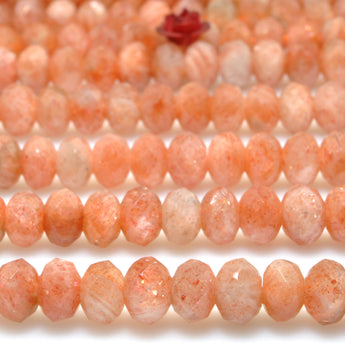 Natural Orange Golden Sunstone faceted rondelle beads wholesale gemstone loose for jewelry making