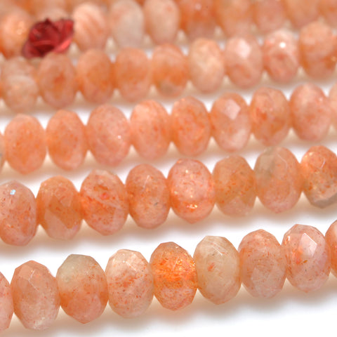 Natural Orange Golden Sunstone faceted rondelle beads wholesale gemstone loose for jewelry making