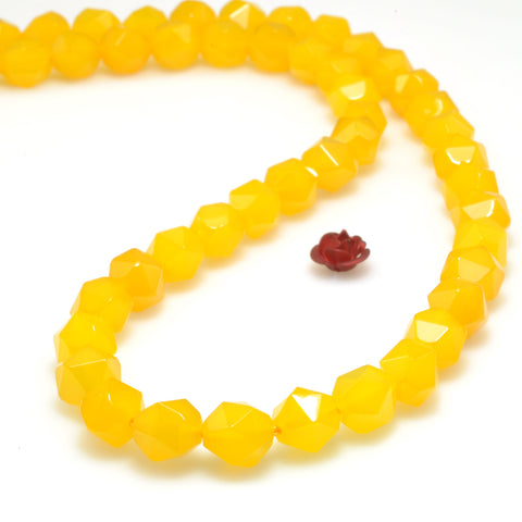 Yellow Agate star cut faceted nugget loose beads gemstone wholesale jewelry making bracelet diy stuff