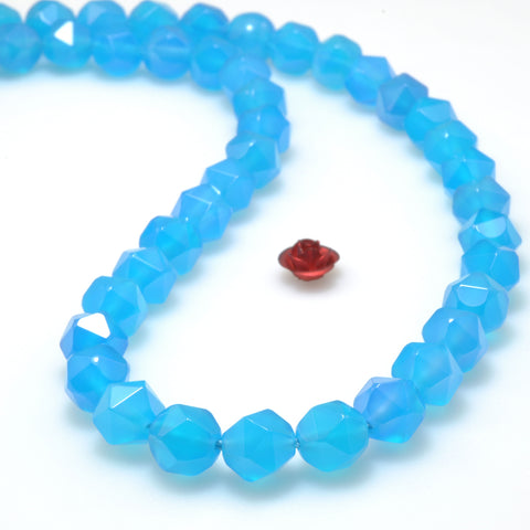 Blue Agate star cut faceted nugget loose beads gemstone wholesale jewelry making bracelet diy stuff