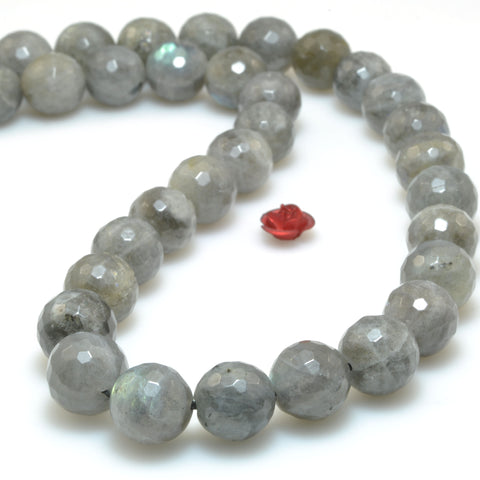 Natural Labradorite faceted round beads wholesale gemstone for jewelry making bracelet necklace DIY 10mm