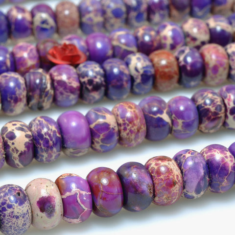 Purple imperial jasper smooth rondelle loose beads wholesale gemstone for jewelry making bracelet necklace diy