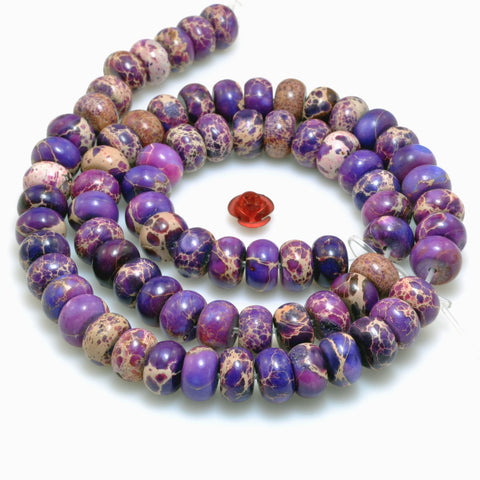 Purple imperial jasper smooth rondelle loose beads wholesale gemstone for jewelry making bracelet necklace diy