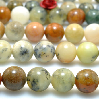 Multicolor Moss Opal Natural Stone smooth round beads gemstone wholesale for jewelry making bracelet necklace 8mm