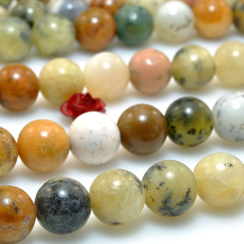 Multicolor Moss Opal Natural Stone smooth round beads gemstone wholesale for jewelry making bracelet necklace 8mm