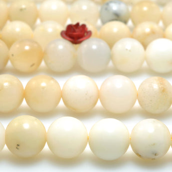 Natural White Opal smooth round beads gemstone wholesale jewelry making bracelet necklace diy