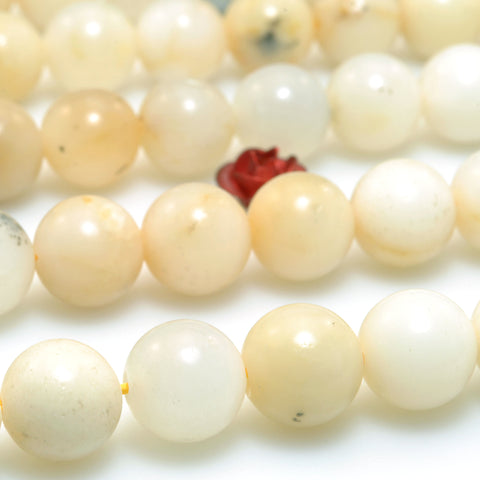 Natural White Opal smooth round beads gemstone wholesale jewelry making bracelet necklace diy