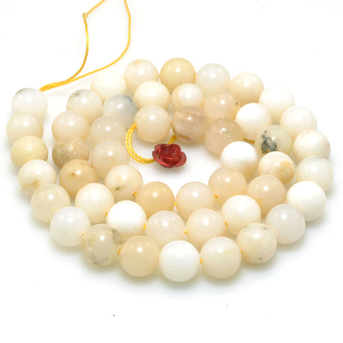 Natural White Opal smooth round beads gemstone wholesale jewelry making bracelet necklace diy