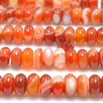 Red Banded Agate smooth rondelle beads Stripe Agate stone wholesale gemstone for jewelry making diy bracelet