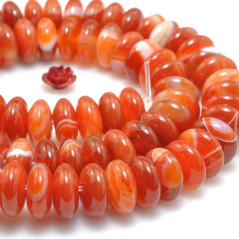 Red Banded Agate smooth rondelle beads Stripe Agate stone wholesale gemstone for jewelry making diy bracelet