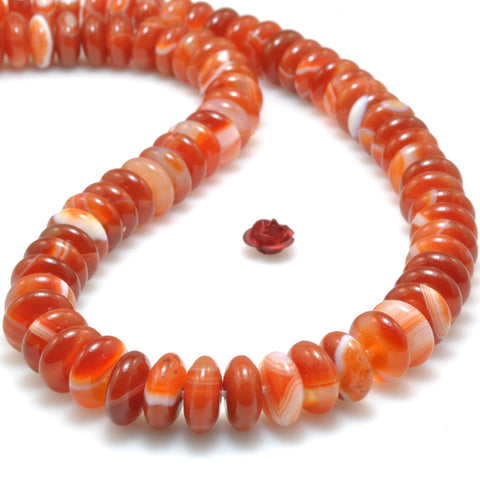 Red Banded Agate smooth rondelle beads Stripe Agate stone wholesale gemstone for jewelry making diy bracelet