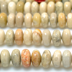 Natural Indonesian Fossil Coral Jasper smooth rondelle beads wholesale gemstone jewelry making bracelet diy