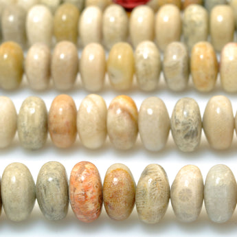 Natural Indonesian Fossil Coral Jasper smooth rondelle beads wholesale gemstone jewelry making bracelet diy