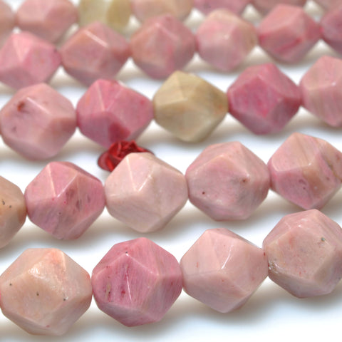 Natural Pink Rhodonite star cut faceted nugget beads wholesale gemstone for jewelry making bracelet diy