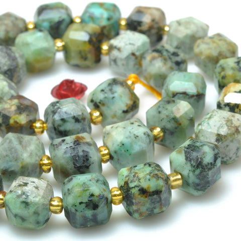 Natural African turquoise faceted cube loose beads green stone wholesale gemstone for jewelry making bracelet diy