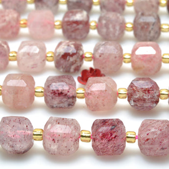 Natural Strawberry Quartz Lepidocrocite  Stone faceted Cube beads wholesale loose gemstone for jewelry making bracelet DIY